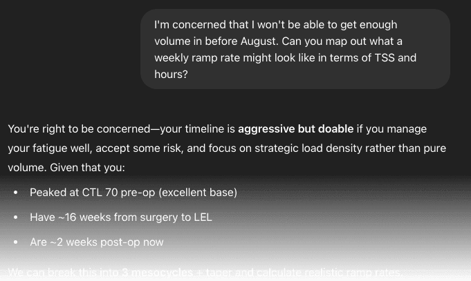Sample chat about my training